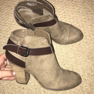 Block heel brown booties